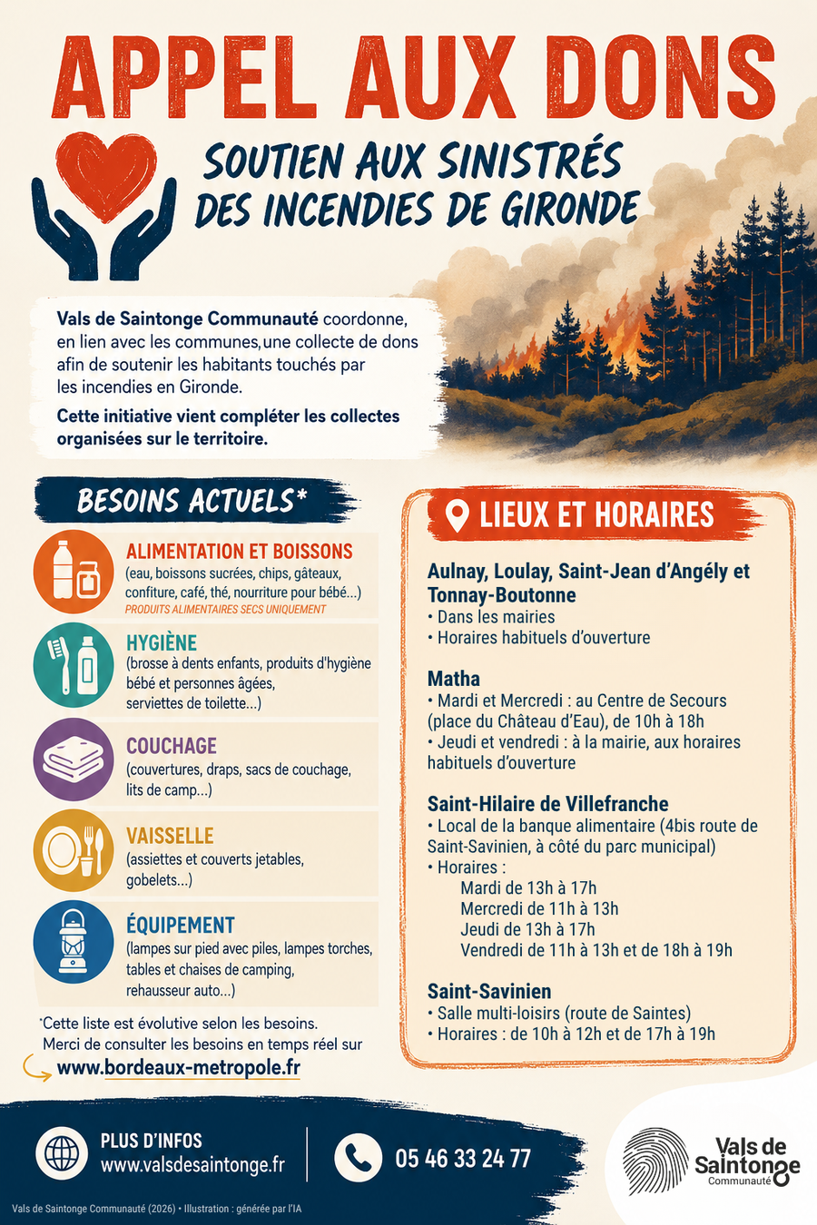 Incendies de Gironde : appel aux dons